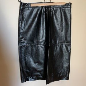 Black leather pencil skirt